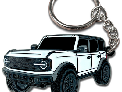 Bronco white keychain