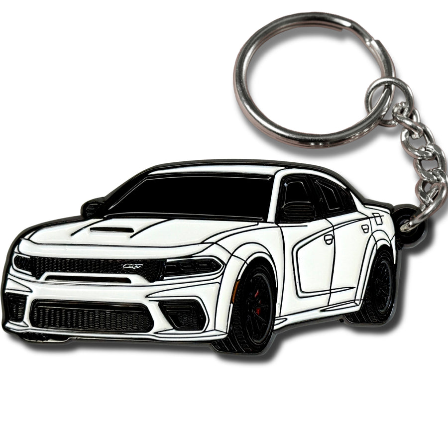 dodge charger white keychain