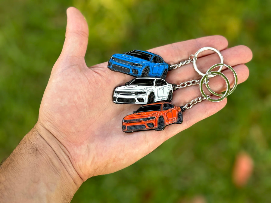 dodge charger white keychain