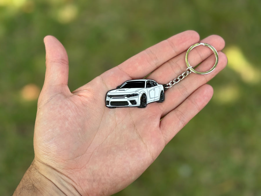 dodge charger white keychain