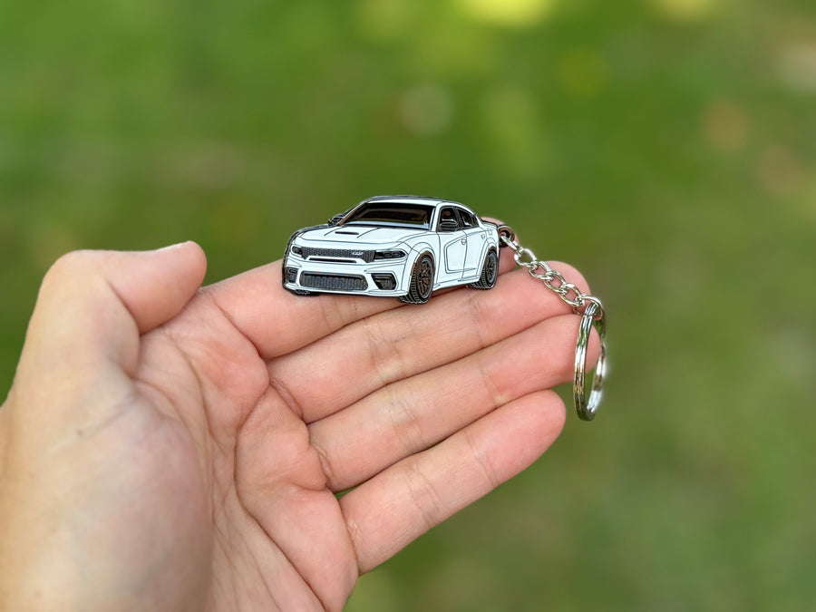 dodge charger white keychain