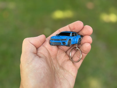 dodge charger blue keychain