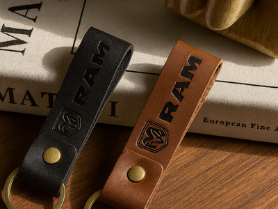 ram leather keychain